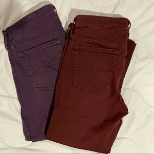 Two pairs of Adriano Goldschmied the Legging Super Skinny colored jeans